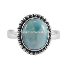 Natural Larimar Gemstone 925 Sterling Silver Ring Jewelry